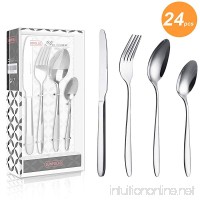 24 Pieces Silverware Set  Flatware Set Service for 6  Stainless Steel Cutlery Set for Kitchen Hotel Restaurant Wedding Party  Mirror Polished  Dishwasher Safe  Include Knife/Fork/Spoon - B07F313MRC
